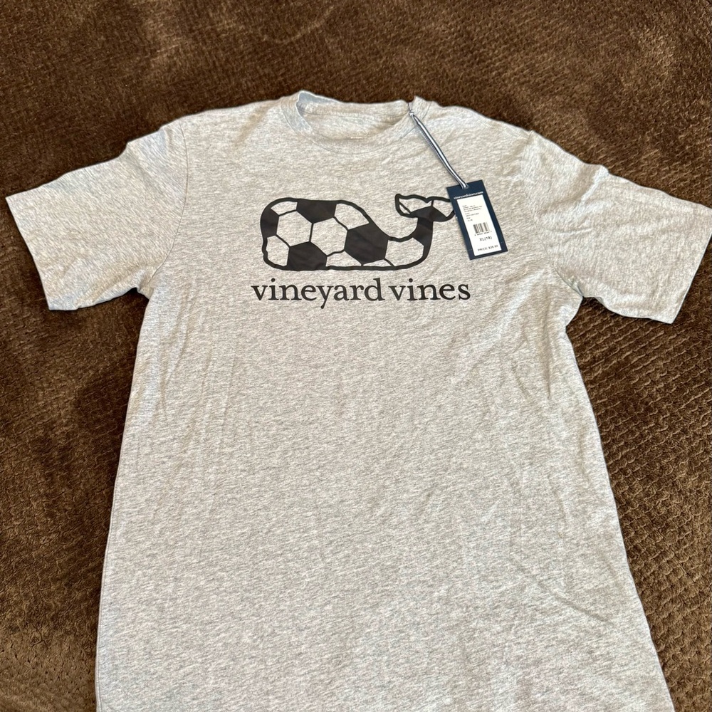 Vineyard Vines Heather Gray Soccer Whale Short Sleeve Tee